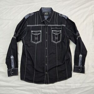 Buckle Black Will Rock Shirt XL Athletic Fit Black Contrast Stitch Grunge Raw